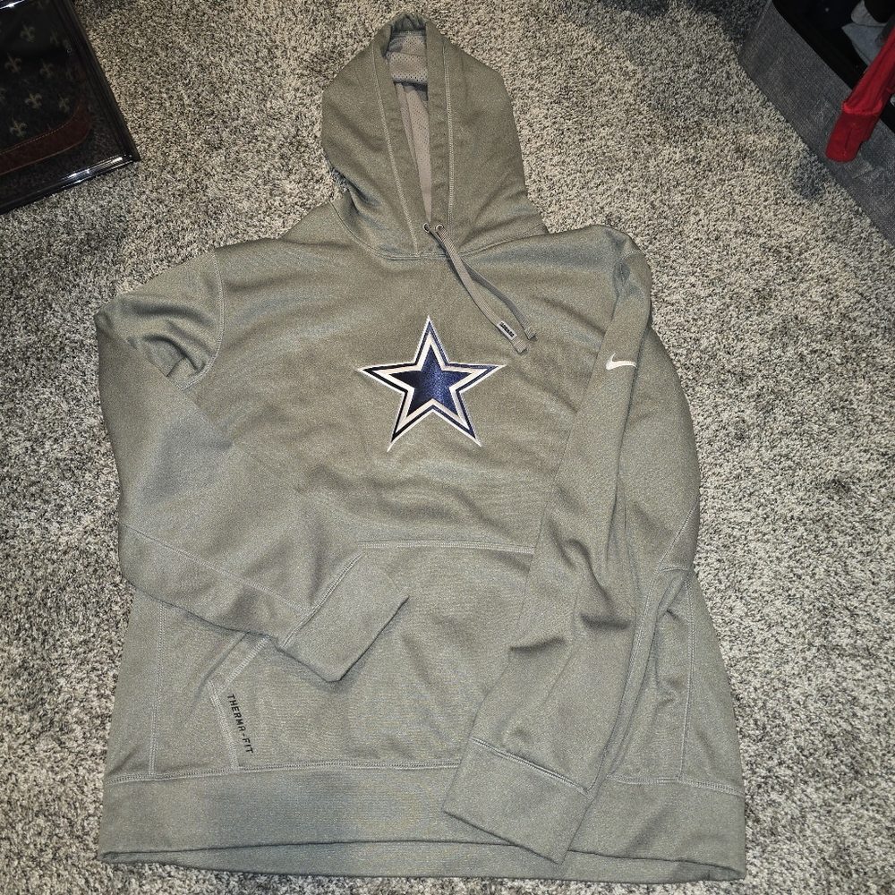 DALLAS COWBOYS Nike Gray Therma-Fit Hoodie with Star Logo